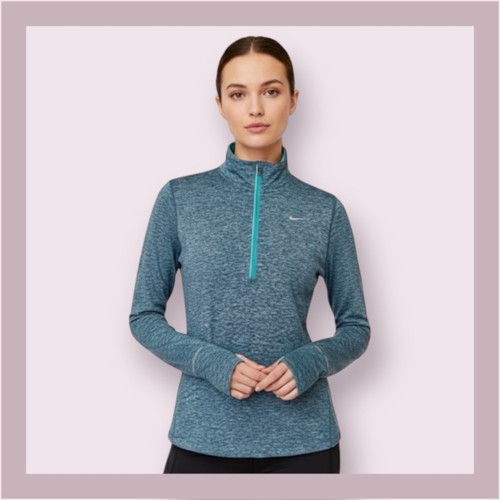 Nike Teal Running Dri-Fit 1/4 Zip Pullover Top